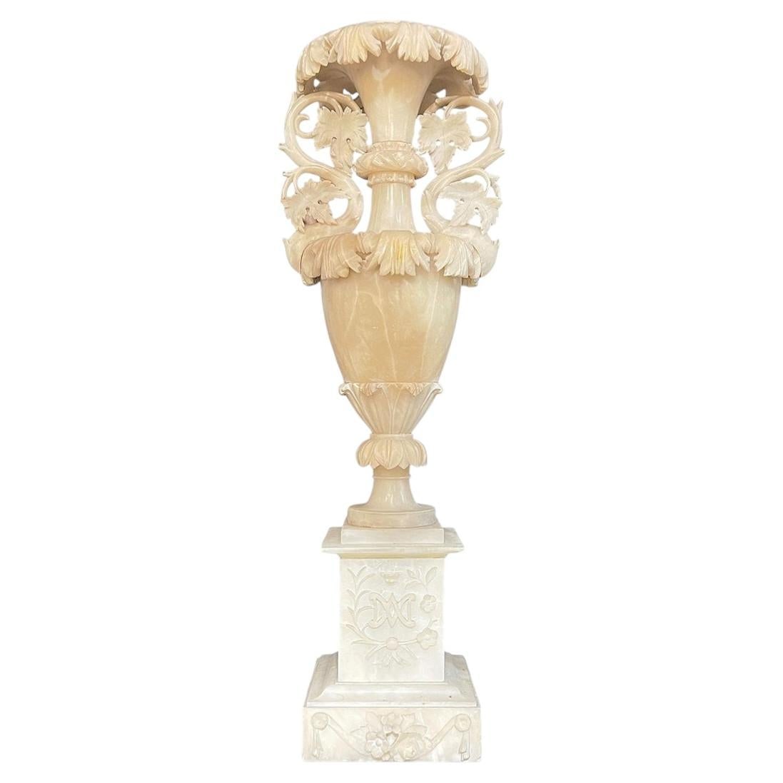 Hand Carved Alabaster Neoclassical Vase Italian 19th Century (1 of 6)