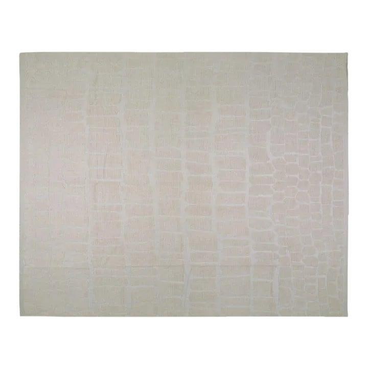 12'X14'9" Abstract Wool Rug Moroccan Hand Knotted Contemporary White: 12'X14'9" Abstract Wool Rug Moroccan Hand Knotted Contemporary White This Moroccan hand-knotted wool rug features a contemporary abstract design in white. Crafted from wool, it offers a soft texture a