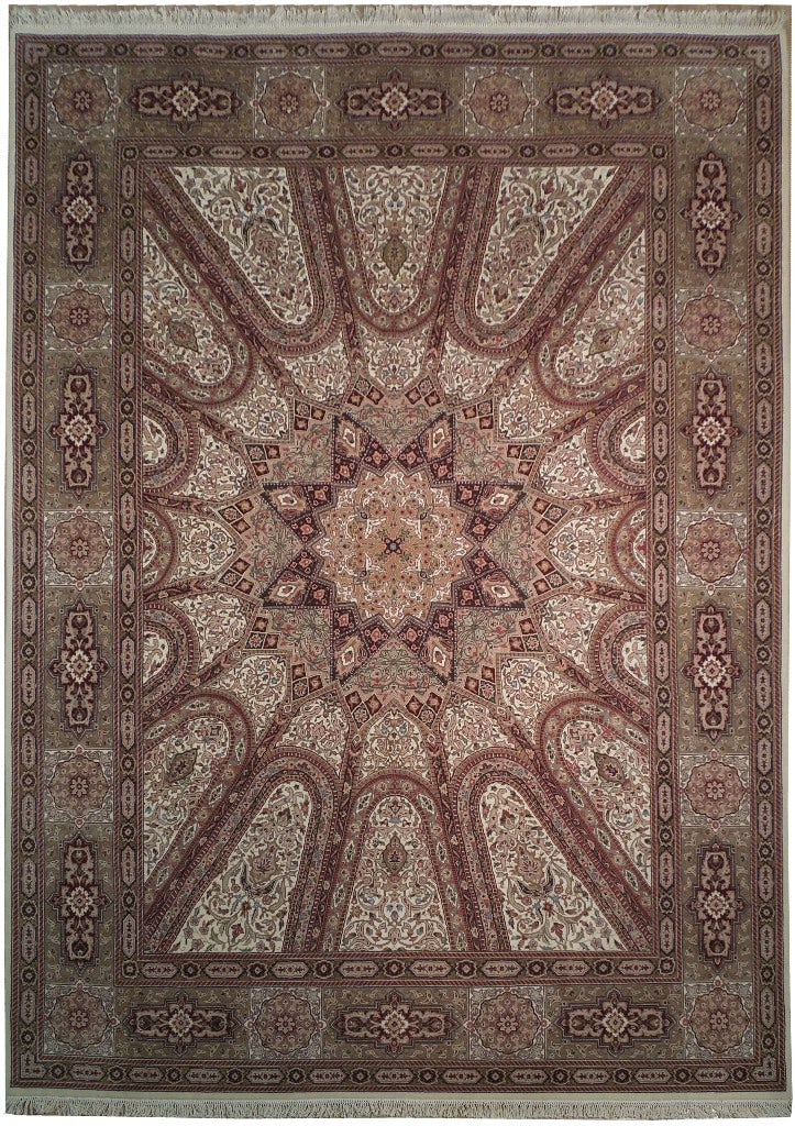 Ivory Isfahan Handmade Wool Silk Rug 8'6 x 11'8 (1 of 6)