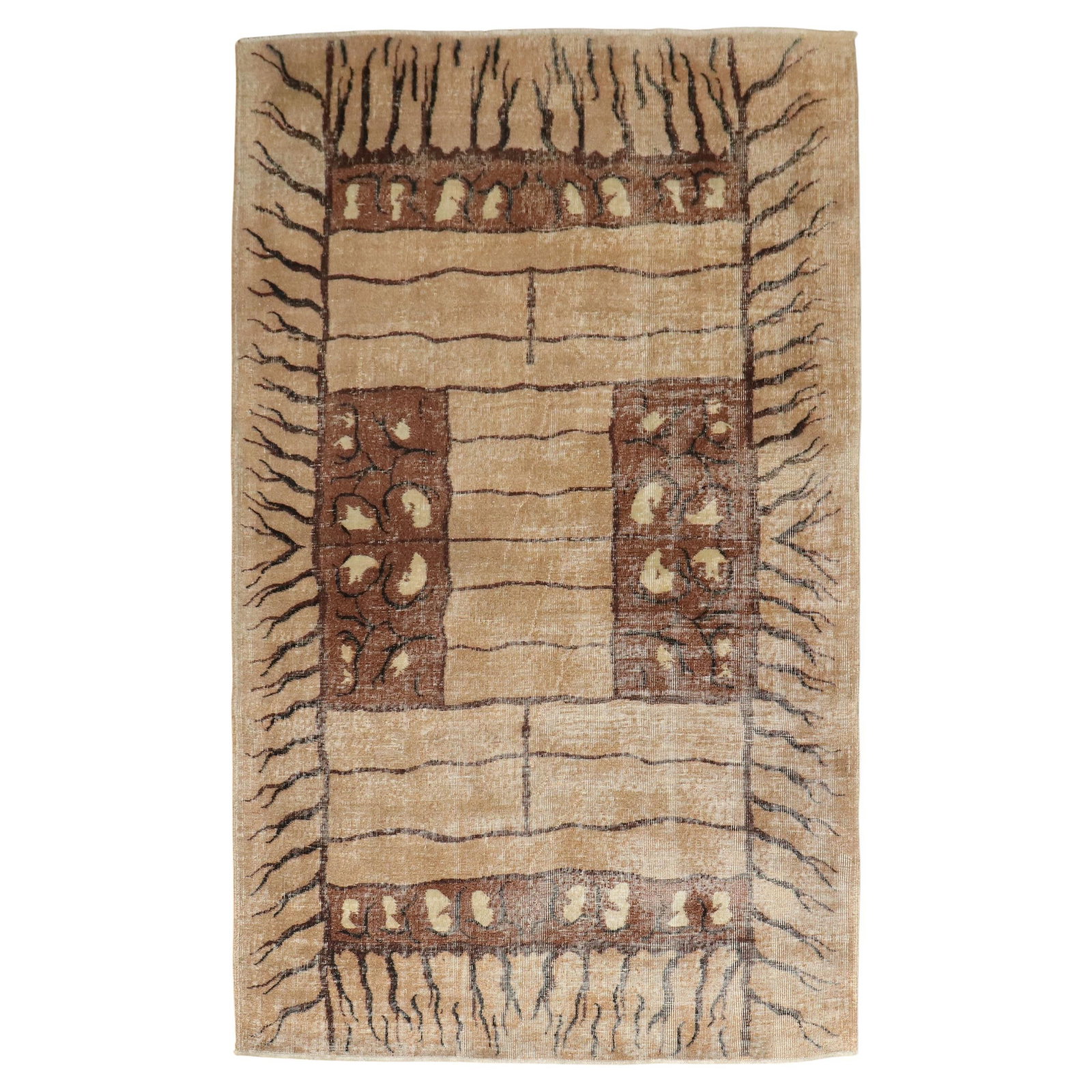 Zeki Muren One-of-a-Kind Hand-Knotted Turkish Rug 5'1 x 7'10 Mid-Century Modern Wool: Zeki Muren One-of-a-Kind Hand-Knotted Turkish Rug 5'1 x 7'10 Mid-Century Modern Wool Discover the unique beauty of this one-of-a-kind hand-knotted Turkish rug attributed to the renowned musician Zeki 