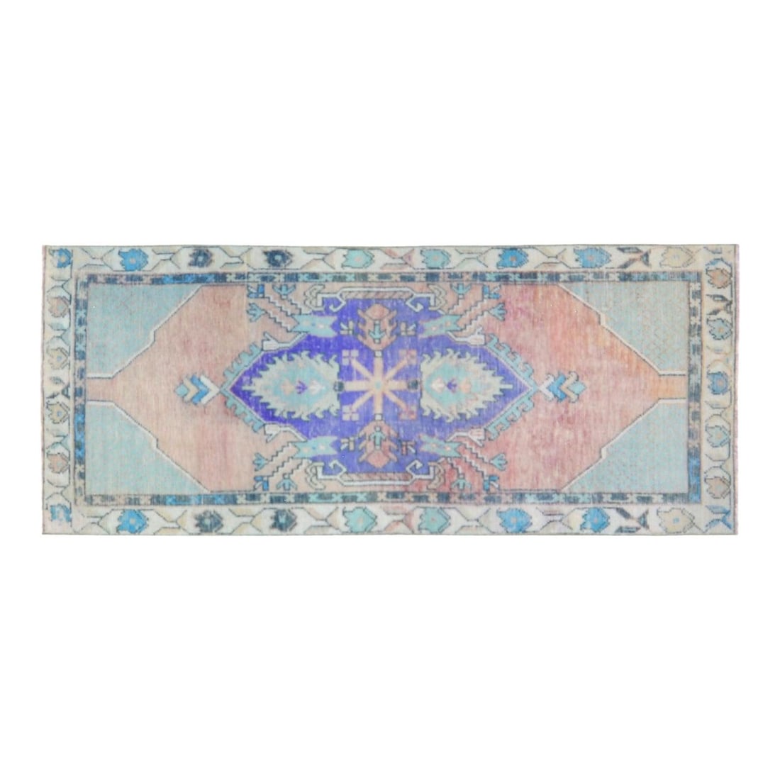 Slate Gray Wool Anatolian Rug 2'5 x 5'9 Hand Knotted Turkish Vintage: Slate Gray Wool Anatolian Rug 2'5 x 5'9 Hand Knotted Turkish Vintage This vintage Turkish Anatolian hand-knotted wool rug is crafted using traditional techniques, blending classic artistry with modern