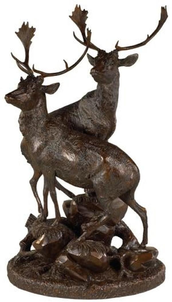 Lodge Style Resin Stag Pair Hand-Cast Home Sculpture: Lodge Style Resin Stag Pair Hand-Cast Home Sculpture This item is made at time of order. Please allow 42 to 70 days for production. Enhance your home decor with this masterfully detailed pair of resin
