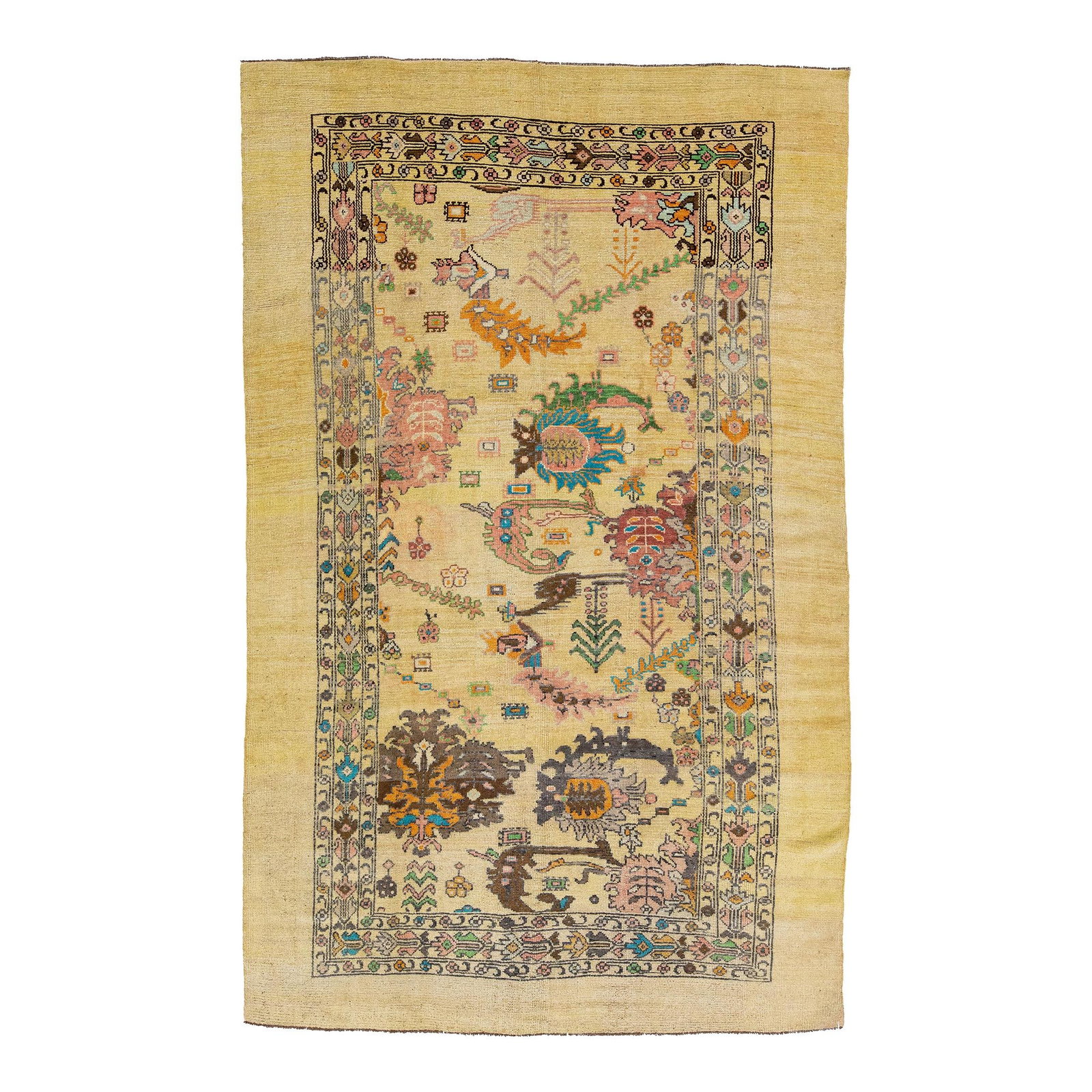 Transitional Handmade Floral Beige Wool Rug 7'1 x 11'5: Transitional Handmade Floral Beige Wool Rug 7'1 x 11'5 Enhance your living space with this exquisite Transitional Style Handmade Floral Rug from the Northwest collection. Crafted from high-quality woo