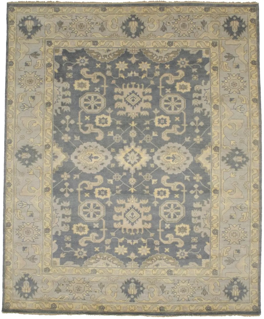 8'3 x 9'11 Hand-Knotted Wool Oushak Chobi Area Rug Floral Pattern (1 of 16)