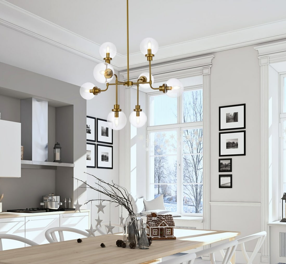 Hanson brass 8-light adjustable pendant chandelier (1 of 7)