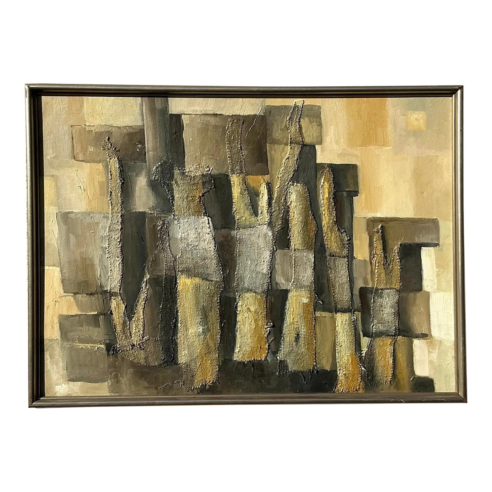 Vintage Boho Original Abstract Mixed Media Canvas Art 38 x 28 (1 of 9)