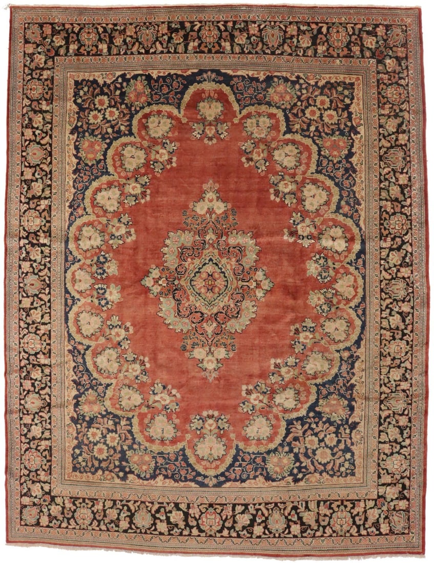 Vintage 10'4 x 13'6 Hand-Knotted Oriental Rug Floral Design Wool (1 of 18)