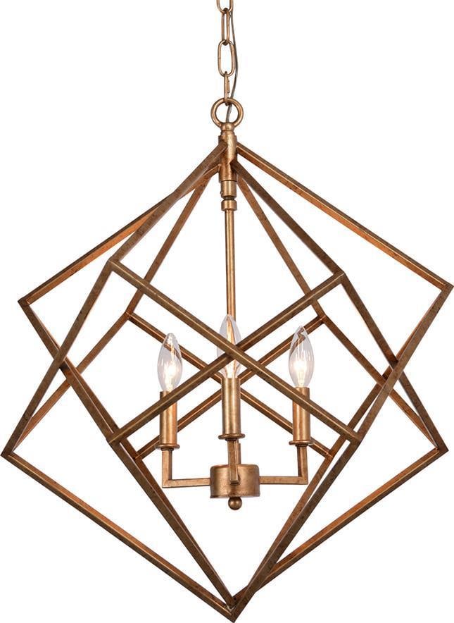 Geometric Kirton Antique Style Bowl Chandelier UL-Listed 3 Bulb (1 of 1)