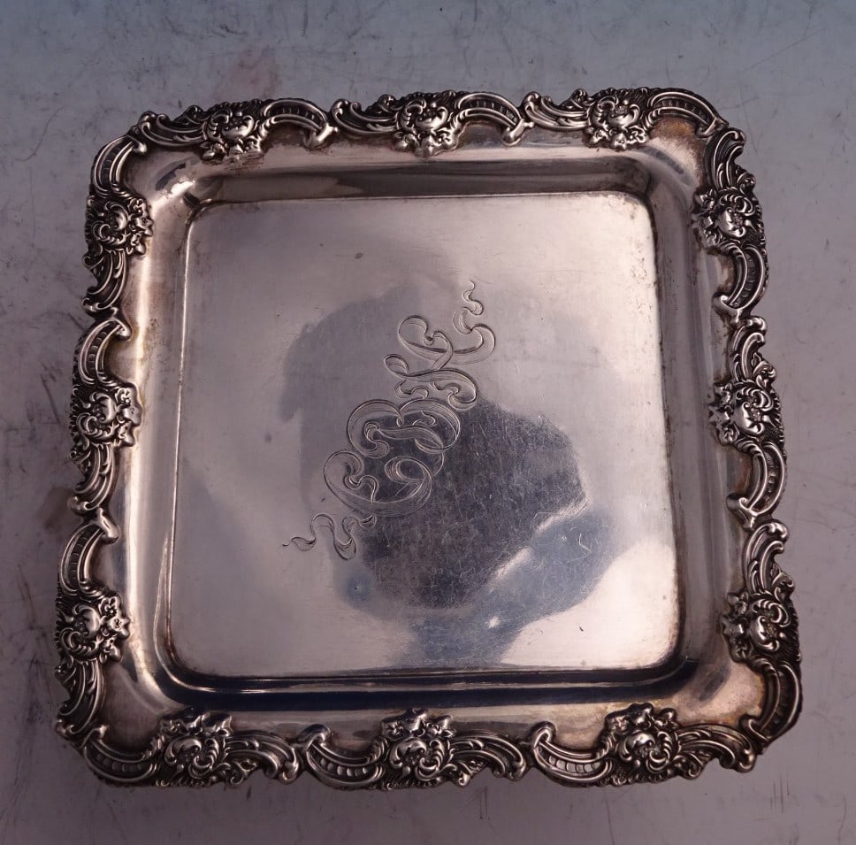 Sterling Silver Card Tray by Shiebler 1/4 x 5 1/2 Inches Monogrammed (1 of 5)