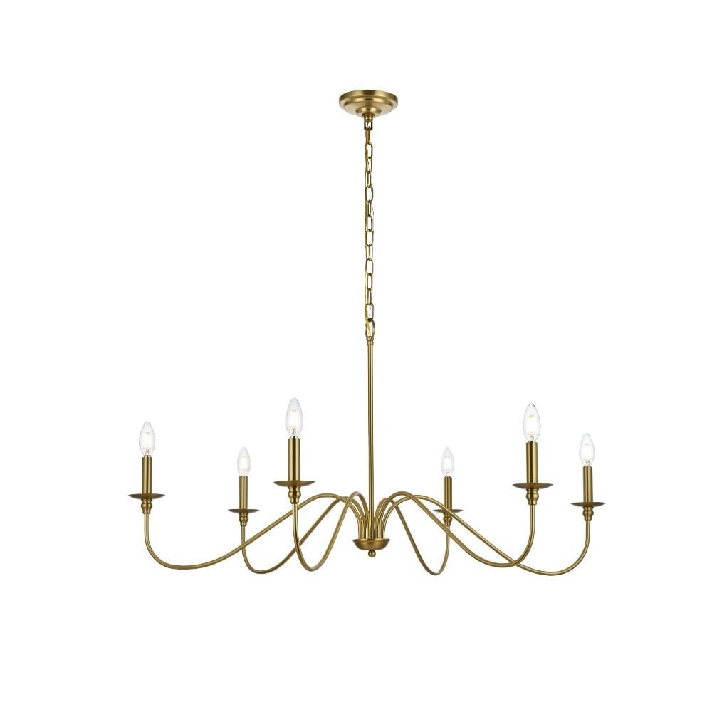 Rohan 6 Light Satin Gold Farmhouse Chandelier 42 Inch (1 of 8)