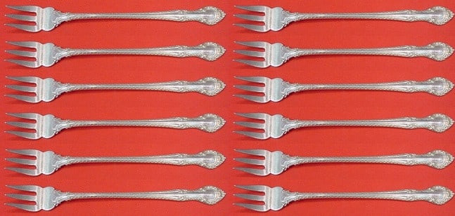 Gorham English Gadroon Sterling Silver Cocktail Fork Set 12 pieces: Gorham English Gadroon Sterling Silver Cocktail Fork Set 12 pieces This exquisite 12-piece cocktail fork set by Gorham features the elegant English Gadroon pattern. Crafted from high-quality sterling 