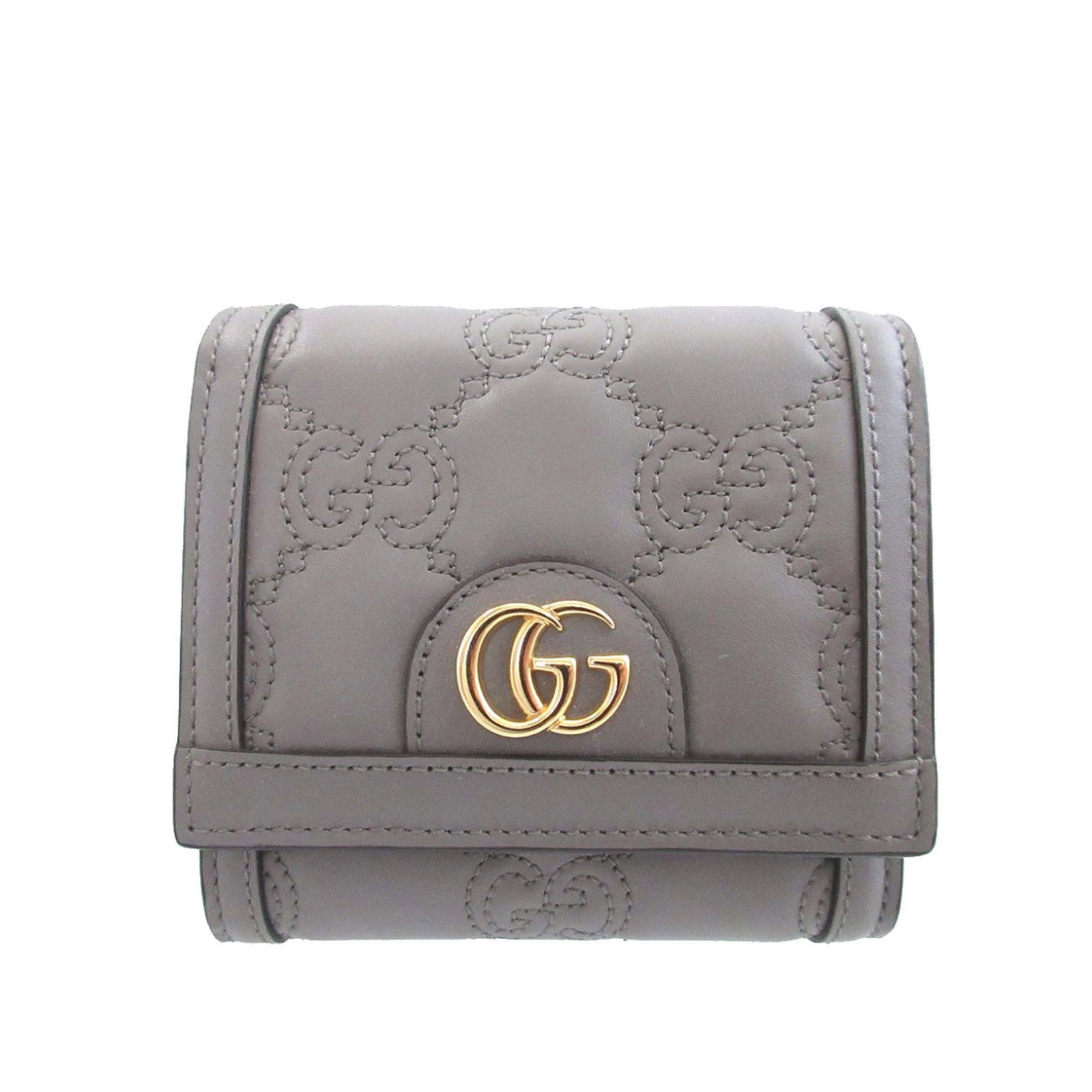 Gucci GG Matelasse Gray Leather Bifold Wallet: Gucci GG Matelasse Gray Leather Bifold Wallet Gucci GG Matelasse calfskin bifold wallet in gray quilted leather. The design features a front flap with magnetic button closure, along with interior zip 