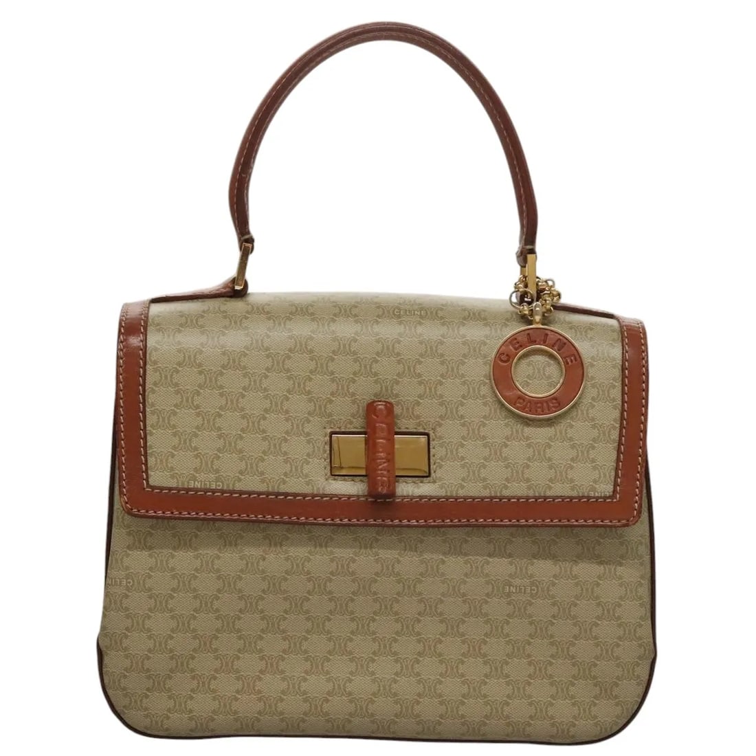 Celine Macadam Vintage Convertible Top Handle Bag: Celine Macadam Vintage Convertible Top Handle Bag This Celine Vintage Convertible Top Handle Bag features the iconic Macadam coated canvas in beige, complemented by leather accents. Designed for versa