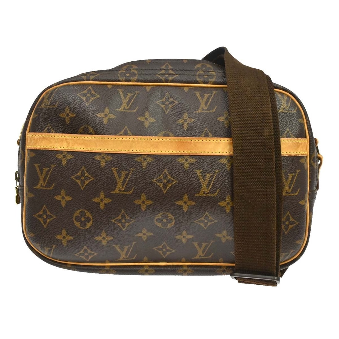 Louis Vuitton Reporter PM Monogram Canvas Crossbody Bag M45254: Louis Vuitton Reporter PM Monogram Canvas Crossbody Bag M45254 Vintage Louis Vuitton Reporter PM shoulder bag in brown Monogram canvas with leather trim. This small bag features a zip closure, an adju