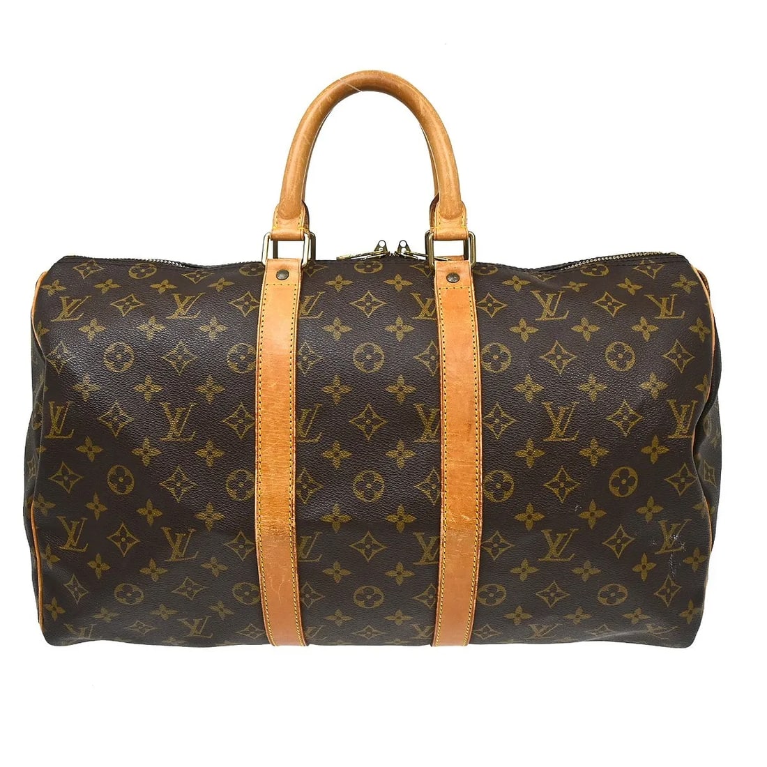 Louis Vuitton Keepall Brown Monogram Canvas Travel Bag: Louis Vuitton Keepall Brown Monogram Canvas Travel Bag Louis Vuitton Keepall in brown Monogram canvas. This unisex bag is made in France and is presented in fair condition with visible wear, including