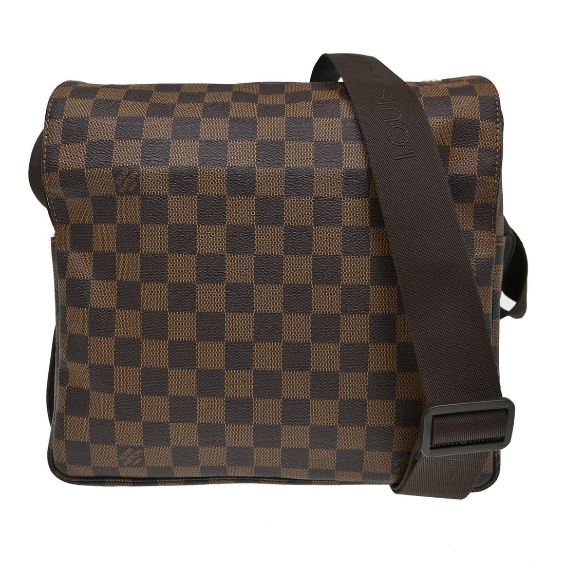 Louis Vuitton Naviglio Damier Ebene Crossbody Shoulder Bag N45255: Louis Vuitton Naviglio Damier Ebene Crossbody Shoulder Bag N45255 Vintage Louis Vuitton Naviglio shoulder bag in Damier canvas with leather trim and a brown Ebene colorway. This medium bag features a 