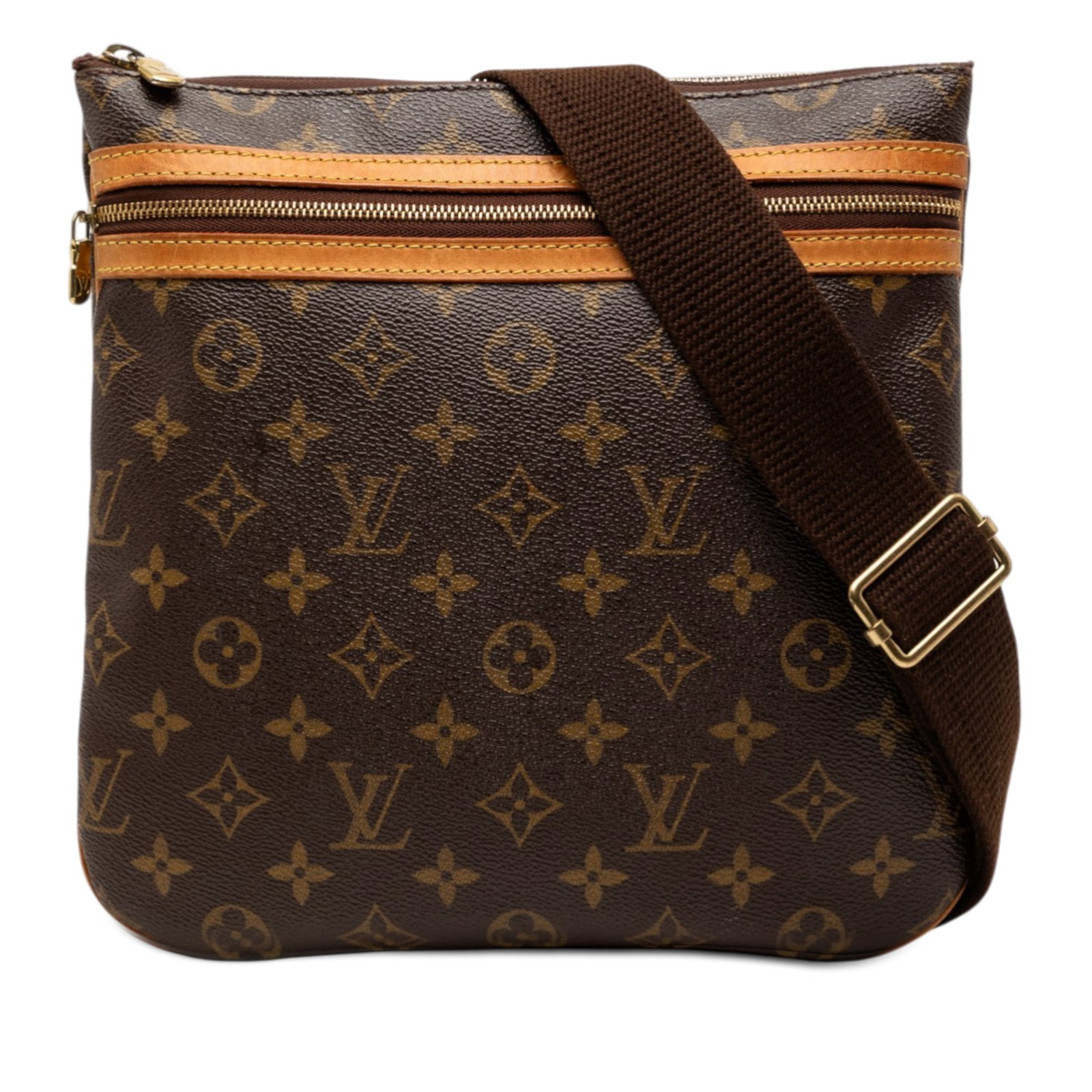 Louis Vuitton Bosphore Monogram Canvas Crossbody Bag with Vachetta Trim: Louis Vuitton Bosphore Monogram Canvas Crossbody Bag with Vachetta Trim The Louis Vuitton Monogram Bosphore Pochette features a classic monogram canvas body with vachetta leather trim, an adjustable f