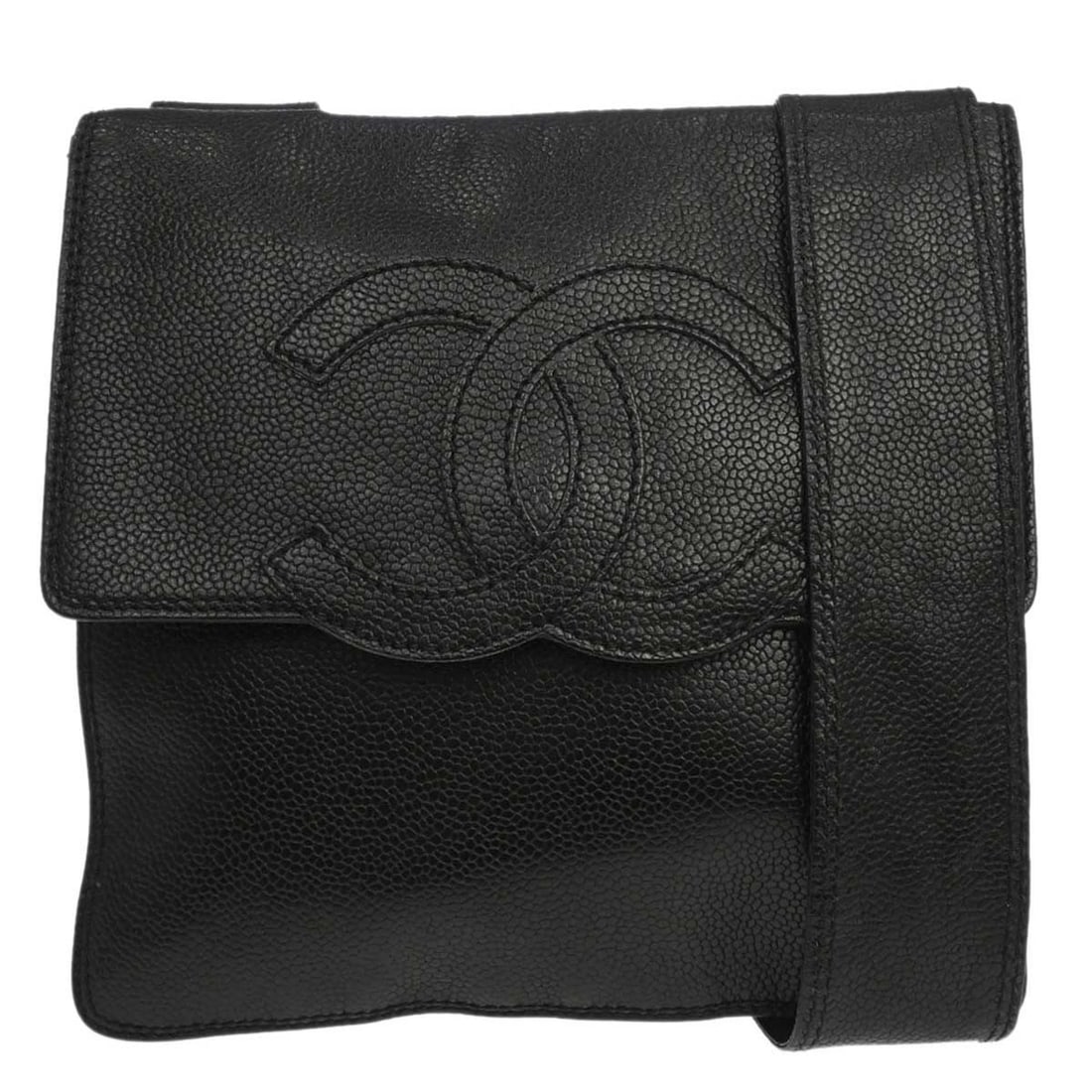 CHANEL Mini Shoulder Bag Black Leather Made in Italy: CHANEL Mini Shoulder Bag Black Leather Made in Italy Chanel shoulder bag in black caviar skin leather with a shoulder strap and mini profile. The bag features one exterior pocket and one interior zipp
