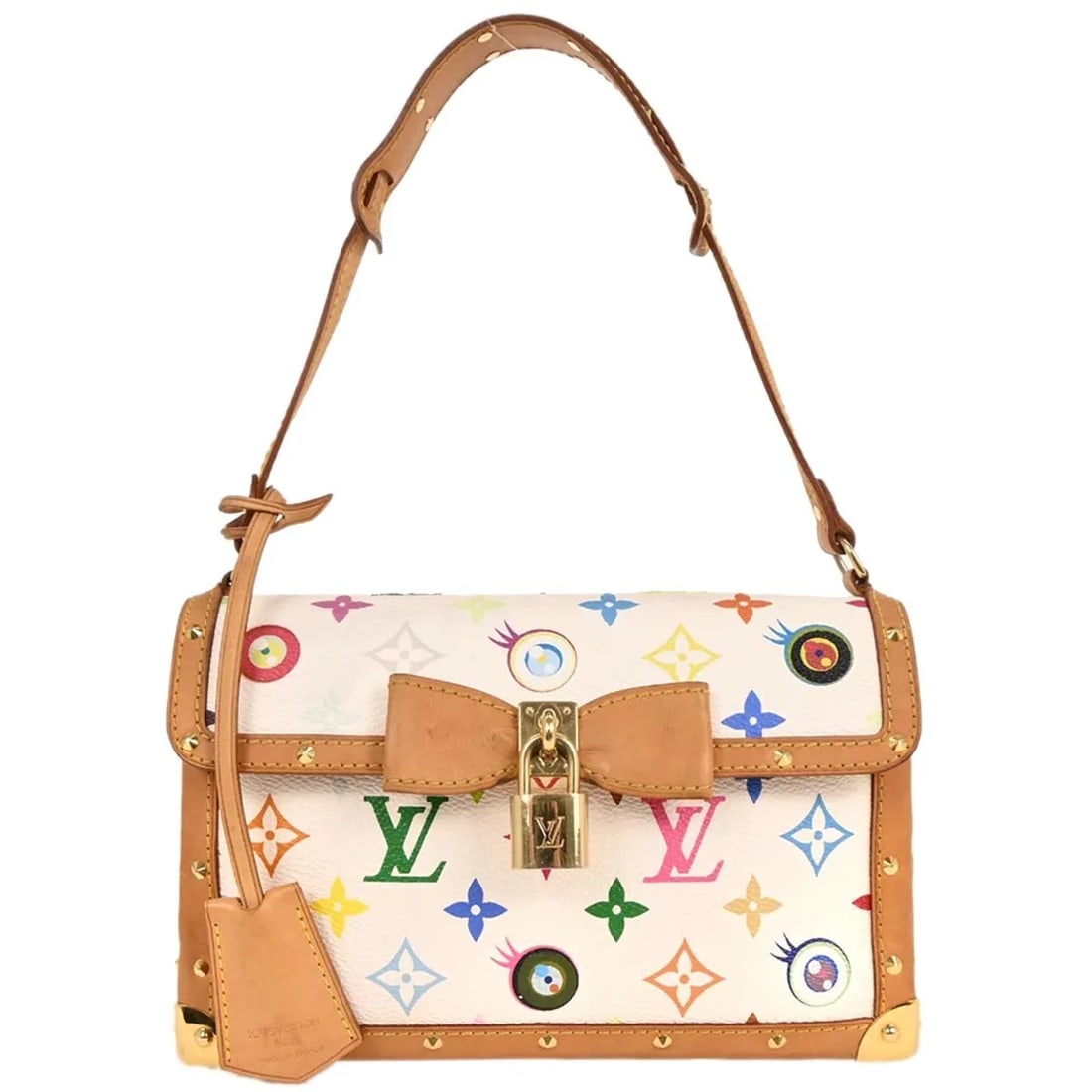Eye Miss You Multicolor Canvas Pochette by Louis Vuitton: Eye Miss You Multicolor Canvas Pochette by Louis Vuitton The Louis Vuitton Eye Miss You Bag features a multicolor monogram design on white canvas. Designed for women, this pre-owned pochette shows not