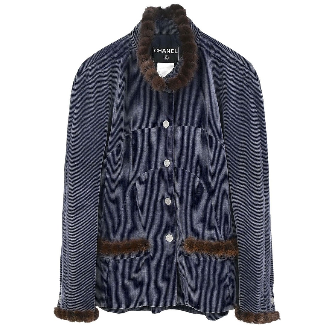 CHANEL 03A Navy Corduroy Jacket Size 36 Italy (1 of 16)
