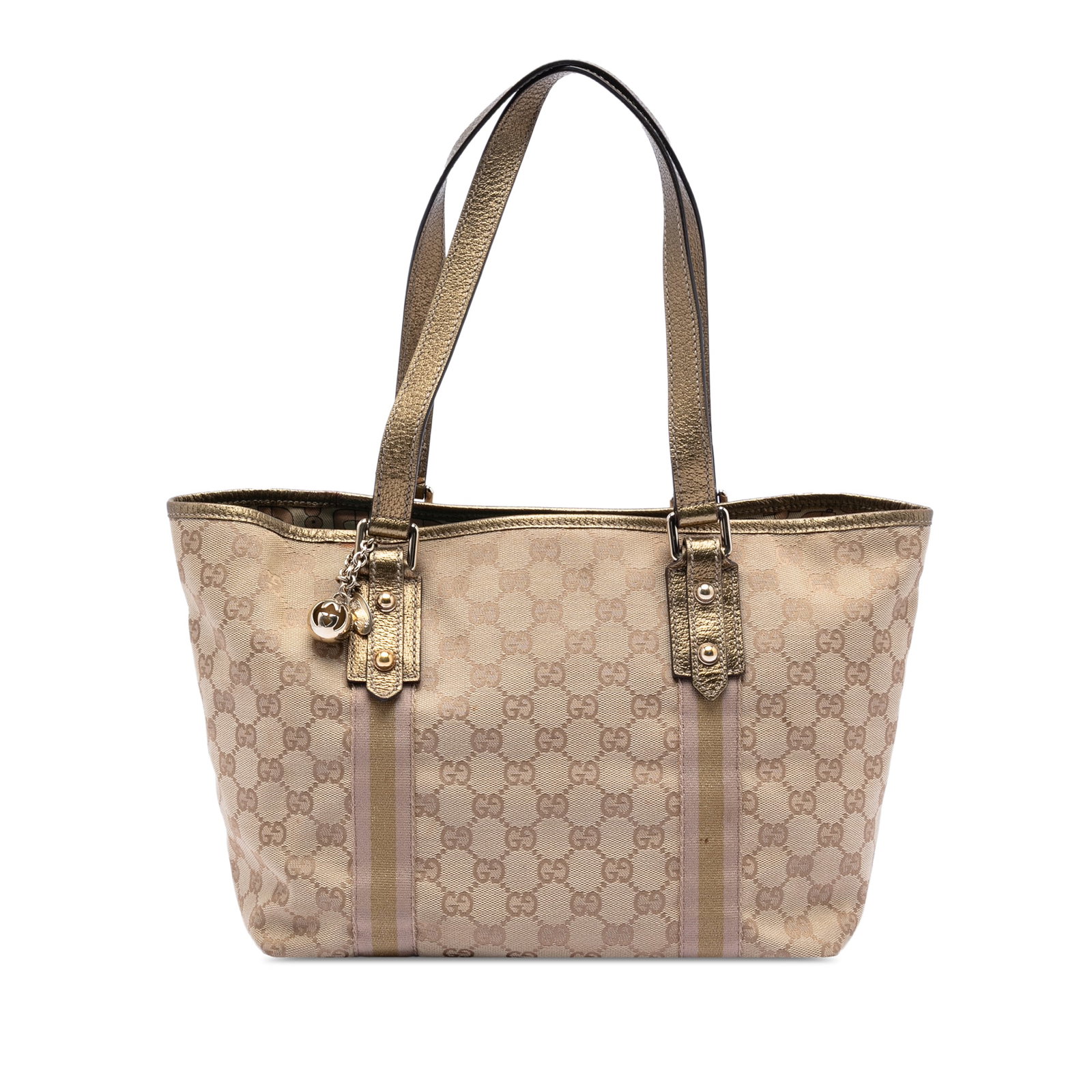 Gucci Jolicoeur Tote Bag in GG Canvas with Leather Trim: Gucci Jolicoeur Tote Bag in GG Canvas with Leather Trim This Gucci GG Canvas Jolicoeur Tote features a canvas body with leather trim, flat leather straps, an open top, and interior zip and slip pocket