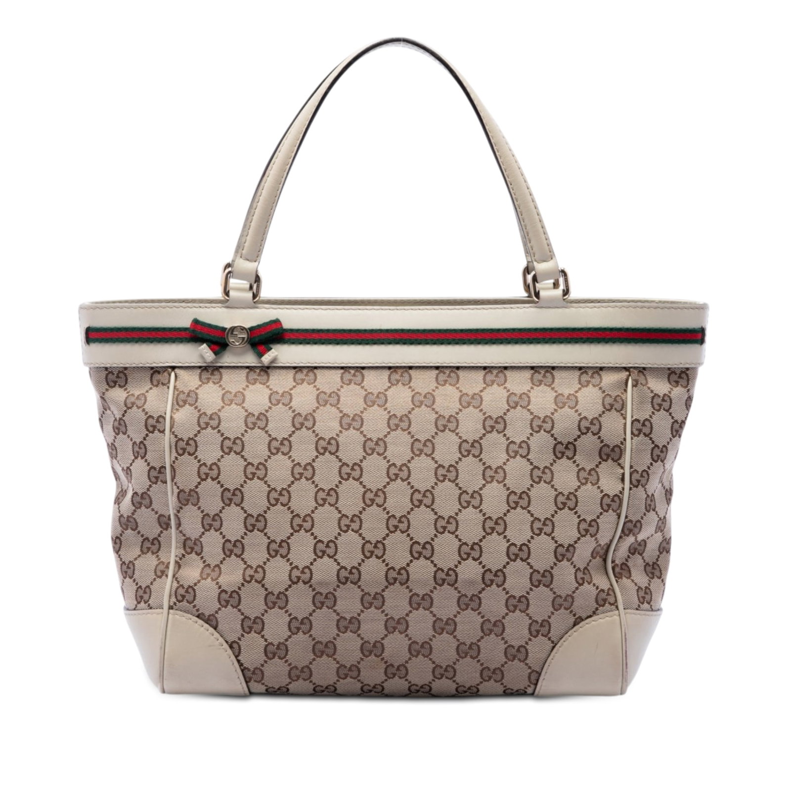 Gucci Mayfair Tote in Beige GG Canvas with Web Stripe (1 of 6)