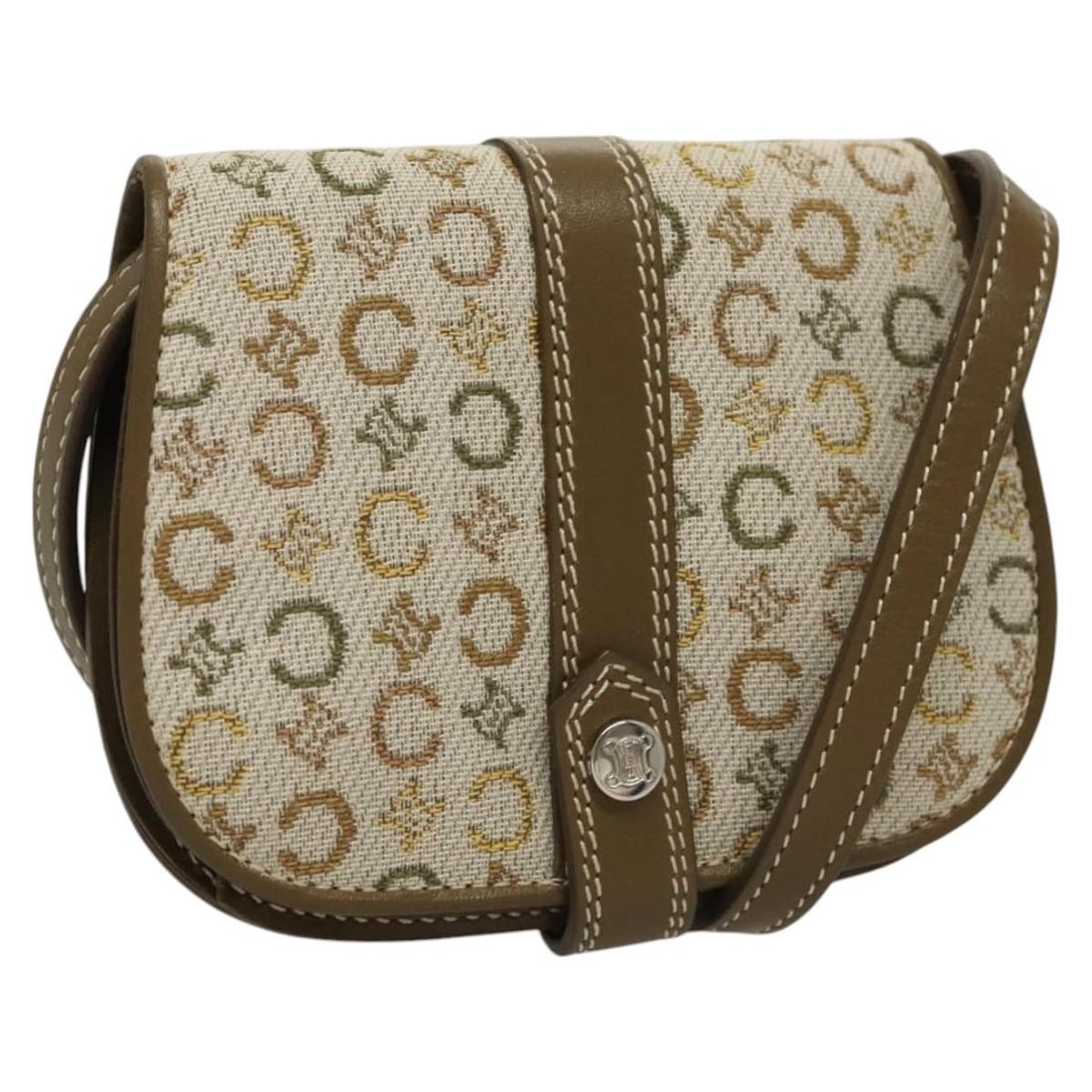 Celine Macadam Canvas Khaki Wallet with Shoulder Strap and Box: Celine Macadam Canvas Khaki Wallet with Shoulder Strap and Box This Celine C Macadam Canvas Shoulder Wallet features a khaki C Macadam canvas exterior and is designed for women. The wallet is made in 