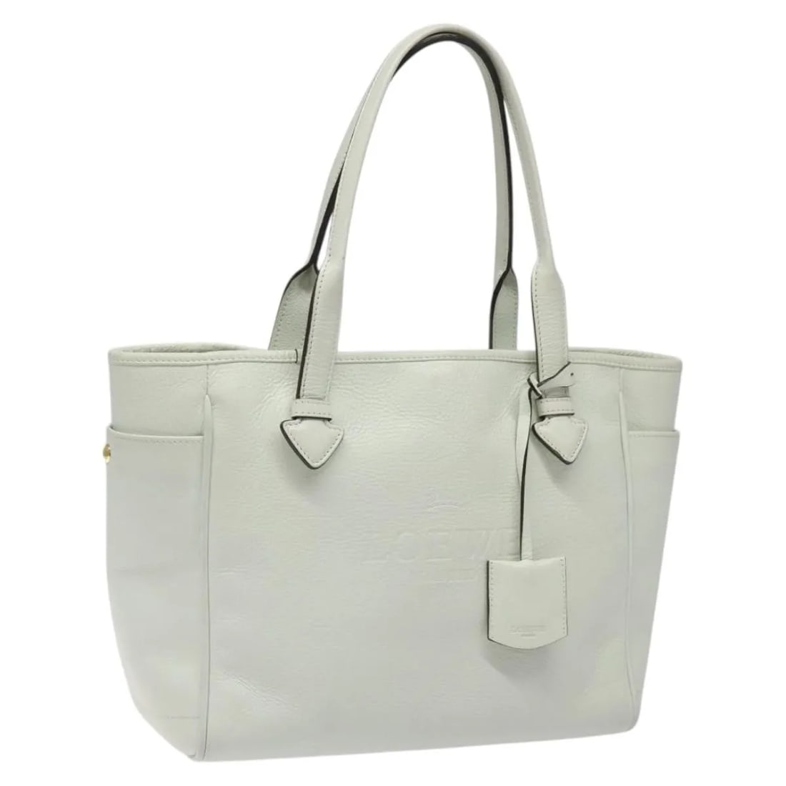 Loewe Heritage Tote White Leather Handbag: Loewe Heritage Tote White Leather Handbag A Loewe Heritage Tote in white leather with a structured everyday silhouette. Made in Spain, this women's bag is presented in good vintage condition with hone