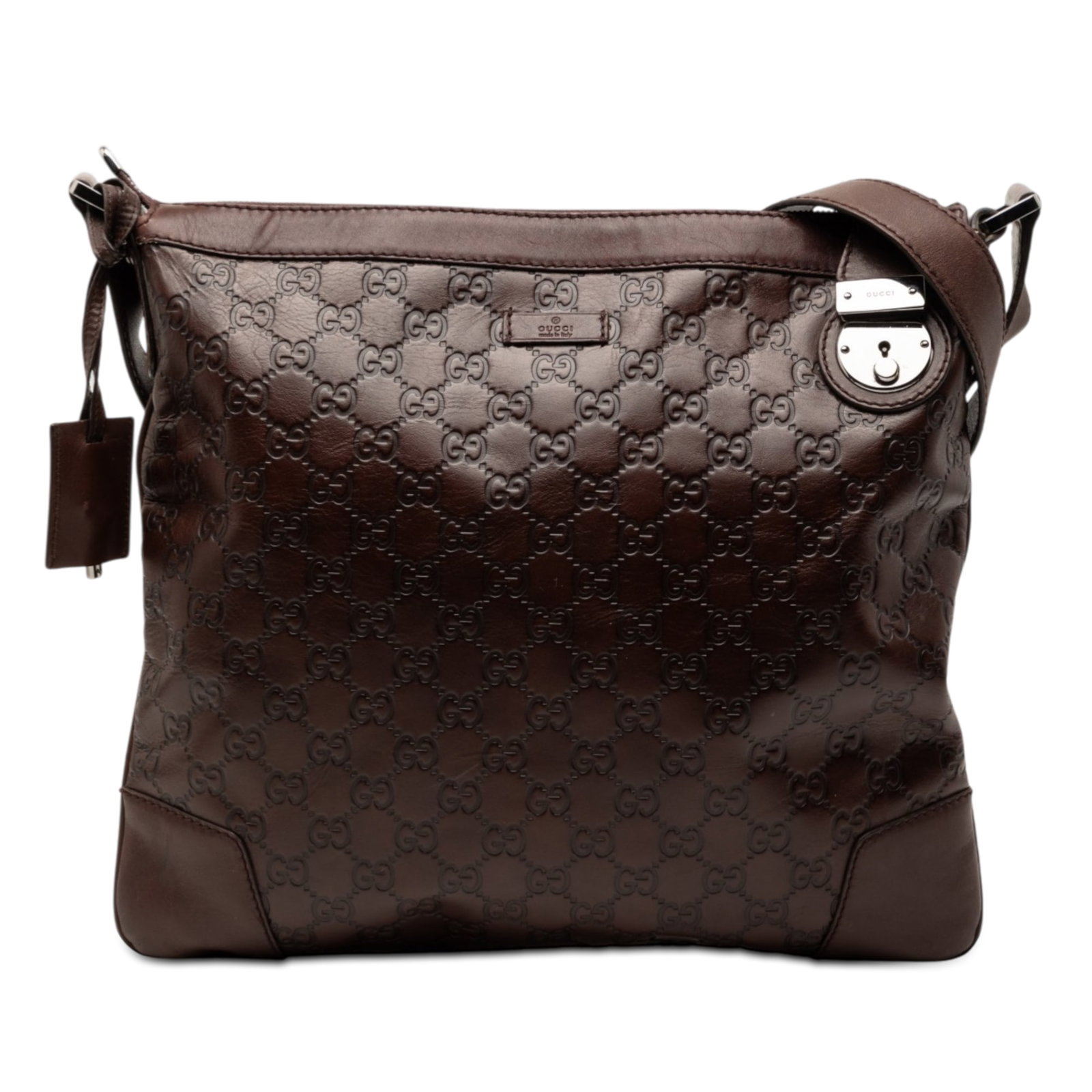 Gucci Guccissima Brown Leather Crossbody Bag: Gucci Guccissima Brown Leather Crossbody Bag This Guccissima Crossbody bag is crafted from embossed brown leather and features a flat leather shoulder strap, a top zip closure, and interior zip and sl