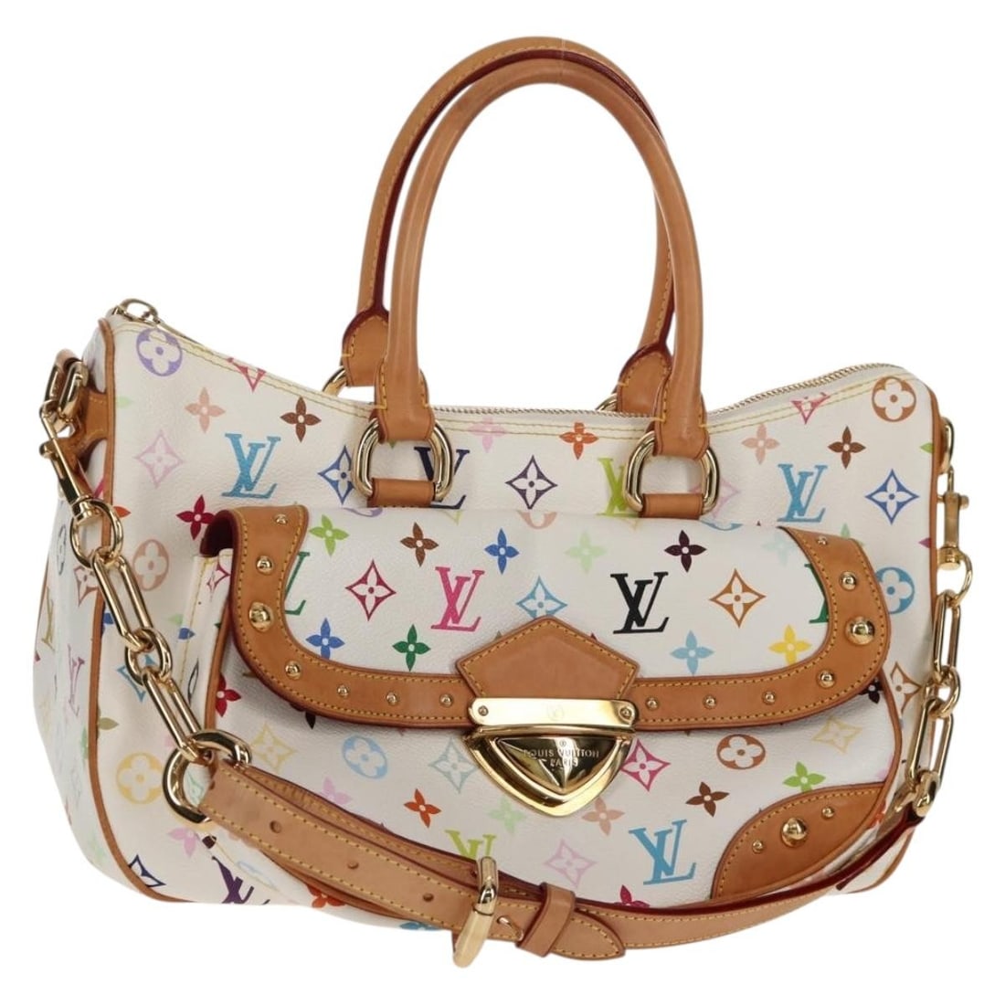 LOUIS VUITTON Monogram Multicolor Rita Hand Bag M40125 White: LOUIS VUITTON Monogram Multicolor Rita Hand Bag M40125 White Elevate your style with the LOUIS VUITTON Monogram Multicolor Rita Hand Bag, a chic and versatile accessory. Crafted from luxurious Monogra