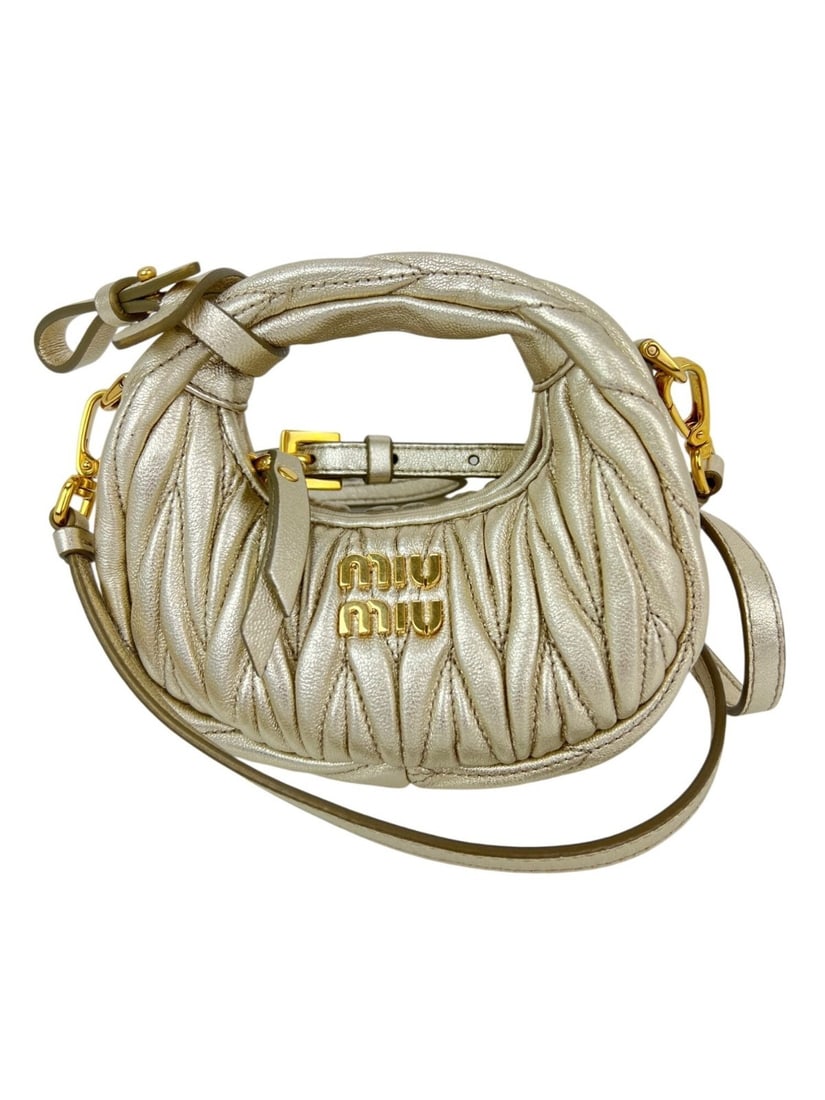 Miu Miu Wander Micro Crossbody Hobo Metallic Nappa Leather (1 of 11)
