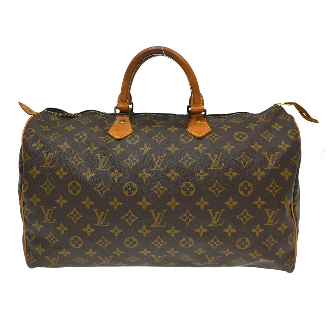 Louis Vuitton Speedy 40 Monogram Canvas Large Duffle Bag M41522: Louis Vuitton Speedy 40 Monogram Canvas Large Duffle Bag M41522 Vintage Louis Vuitton Speedy 40 handbag in brown monogram canvas and leather with double handles and zip closure. This duffle-style bag 