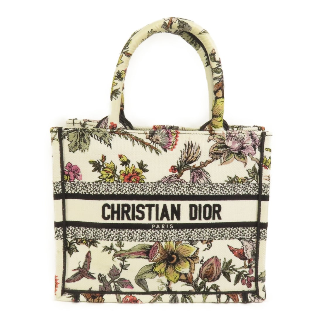 Dior Book Tote Small White Canvas Handbag: Dior Book Tote Small White Canvas Handbag This Christian Dior Book Tote Small Handbag is crafted from white canvas and features a structured silhouette. Designed for women, it offers a compact yet fun