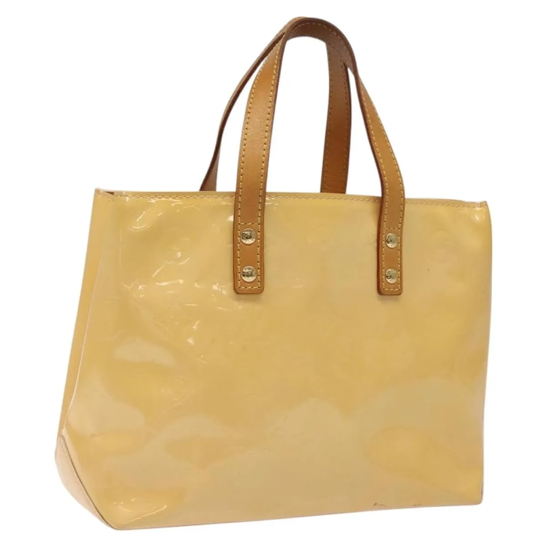 Louis Vuitton Reade beige patent leather handbag: Louis Vuitton Reade beige patent leather handbag This Louis Vuitton Reade Handbag features the iconic Monogram Vernis design in beige patent leather. Designed for women, the bag is crafted in France a