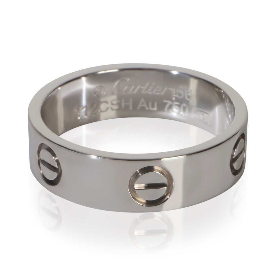 Cartier Love 18k White Gold Ring Size 7.5 With Box Papers: Cartier Love 18k White Gold Ring Size 7.5 With Box Papers This Cartier Love Ring is crafted from 18k white gold and features the iconic design from the Love collection. The ring comes in size 7.5 and 