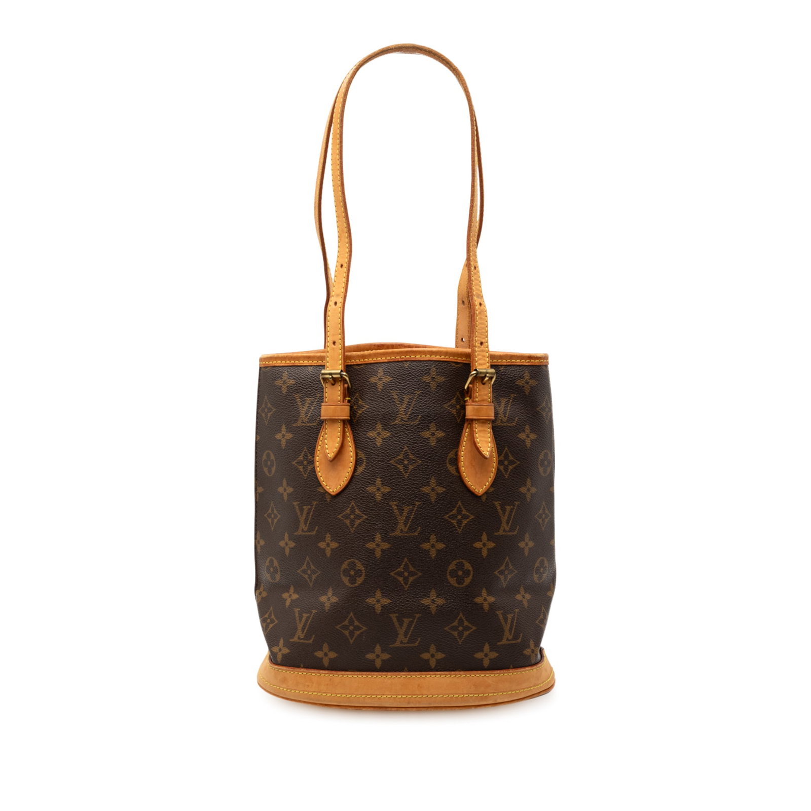 Monogram Canvas Petit Bucket Shoulder Bag with Vachetta Trim by Louis Vuitton (1 of 9)