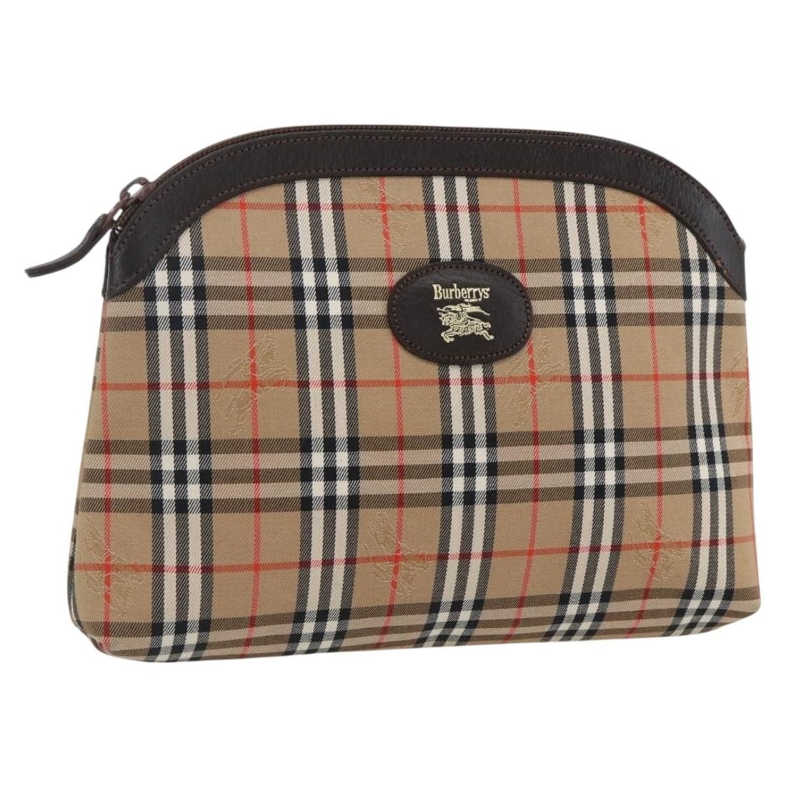 Beige Canvas Nova Check Pouch by Burberrys: Beige Canvas Nova Check Pouch by Burberrys This Burberrys pouch features the classic Nova Check pattern in beige canvas. Designed for women, the pouch offers a practical and stylish option for everyda