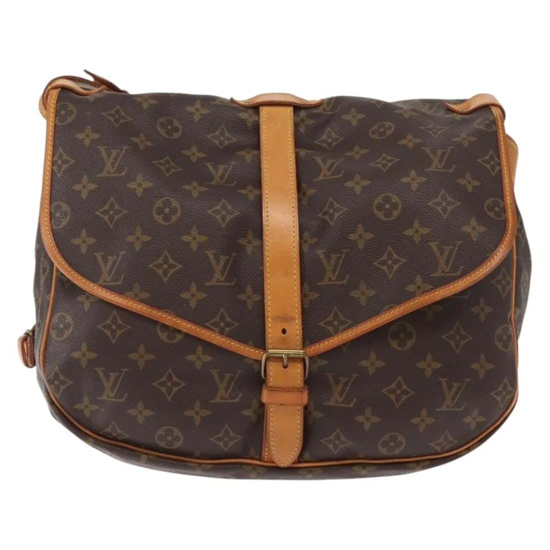 Louis Vuitton Saumur Brown Monogram Canvas Shoulder Bag: Louis Vuitton Saumur Brown Monogram Canvas Shoulder Bag This Louis Vuitton Saumur handbag features the brand's signature monogram canvas in brown, designed for women. Made in France, the bag offers a 