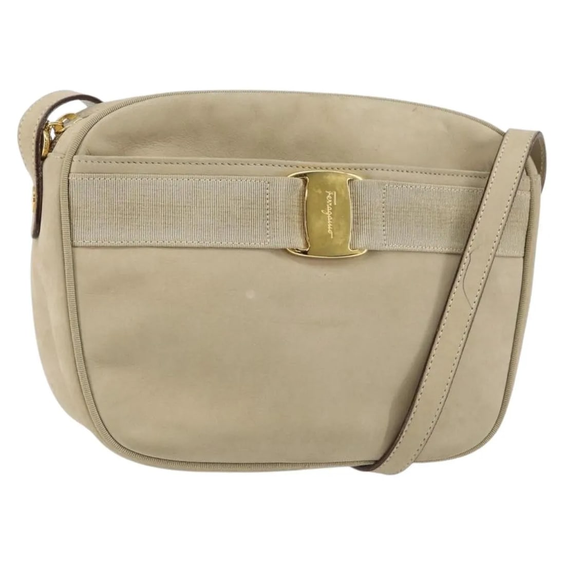 Salvatore Ferragamo Vala Beige Suede Shoulder Bag Italy: Salvatore Ferragamo Vala Beige Suede Shoulder Bag Italy This Salvatore Ferragamo Vala shoulder bag is crafted from beige suede and designed for women. The bag features visible signs of use, including 