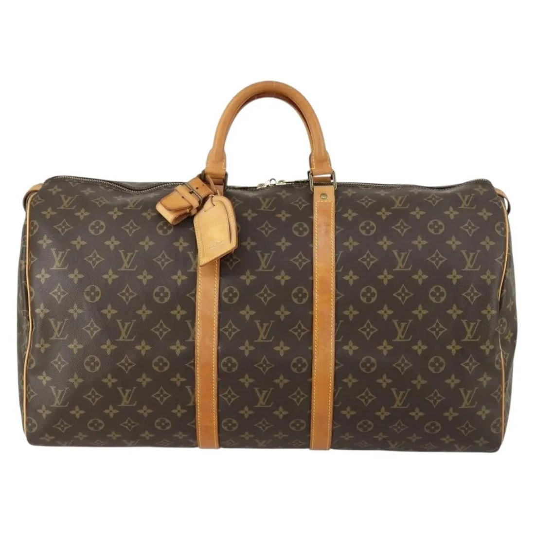 Louis Vuitton Keepall Brown Monogram Canvas Travel Bag: Louis Vuitton Keepall Brown Monogram Canvas Travel Bag Louis Vuitton Keepall in brown monogram canvas. This unisex bag is made in France and remains in good condition with visible wear from use. Noted