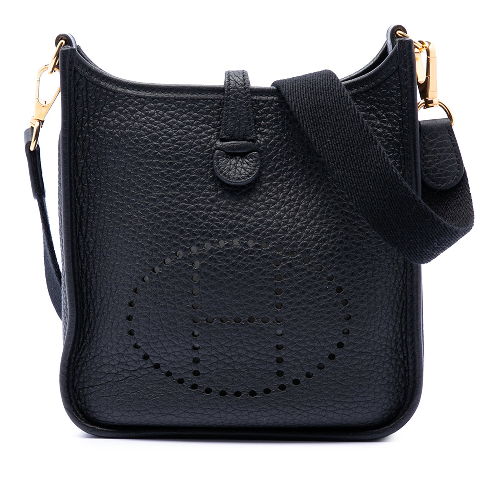 Hermes Evelyne 16 Amazone Clemence Leather Shoulder Bag: Hermes Evelyne 16 Amazone Clemence Leather Shoulder Bag Hermes Clemence Evelyne 16 Amazone shoulder bag crafted in leather with a detachable flat canvas strap and an open top with strap and snap butto