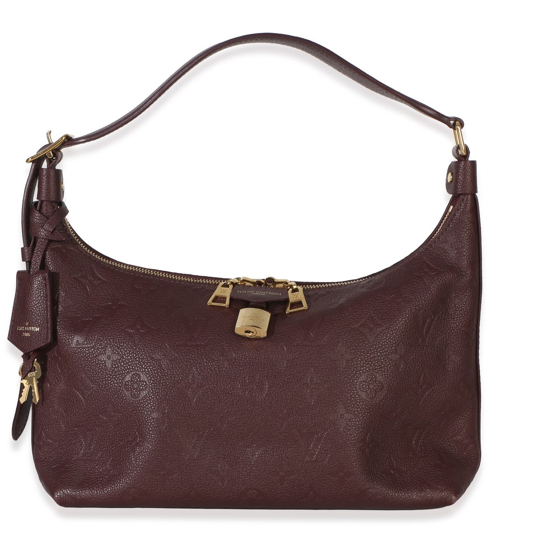 Louis Vuitton Sac Sport NM red Empreinte leather shoulder bag: Louis Vuitton Sac Sport NM red Empreinte leather shoulder bag Pre-owned Louis Vuitton Sac Sport NM shoulder bag in burgundy/red Empreinte Monogram leather. This unisex design features a zip-top closur