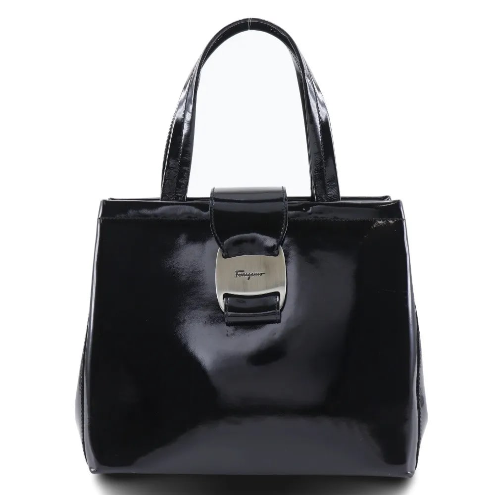 Black Patent Leather Vara Bow Tote by Salvatore Ferragamo (1 of 12)