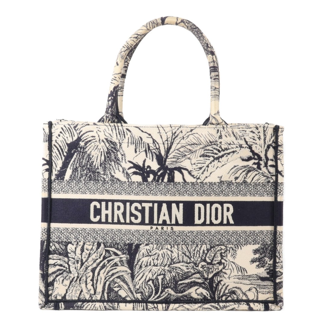 Dior CD Book Tote Medium Canvas Bag White Navy (1 of 18)