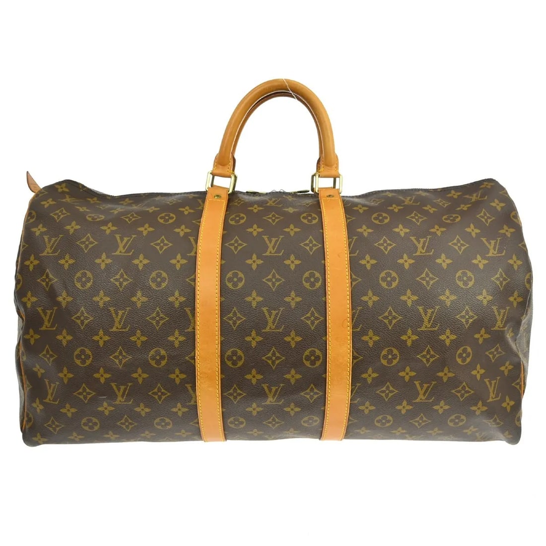 Louis Vuitton Keepall Brown Monogram Canvas Travel Bag: Louis Vuitton Keepall Brown Monogram Canvas Travel Bag Louis Vuitton Keepall in brown monogram canvas. This unisex travel bag is made in France and remains in good condition overall, with visible sign