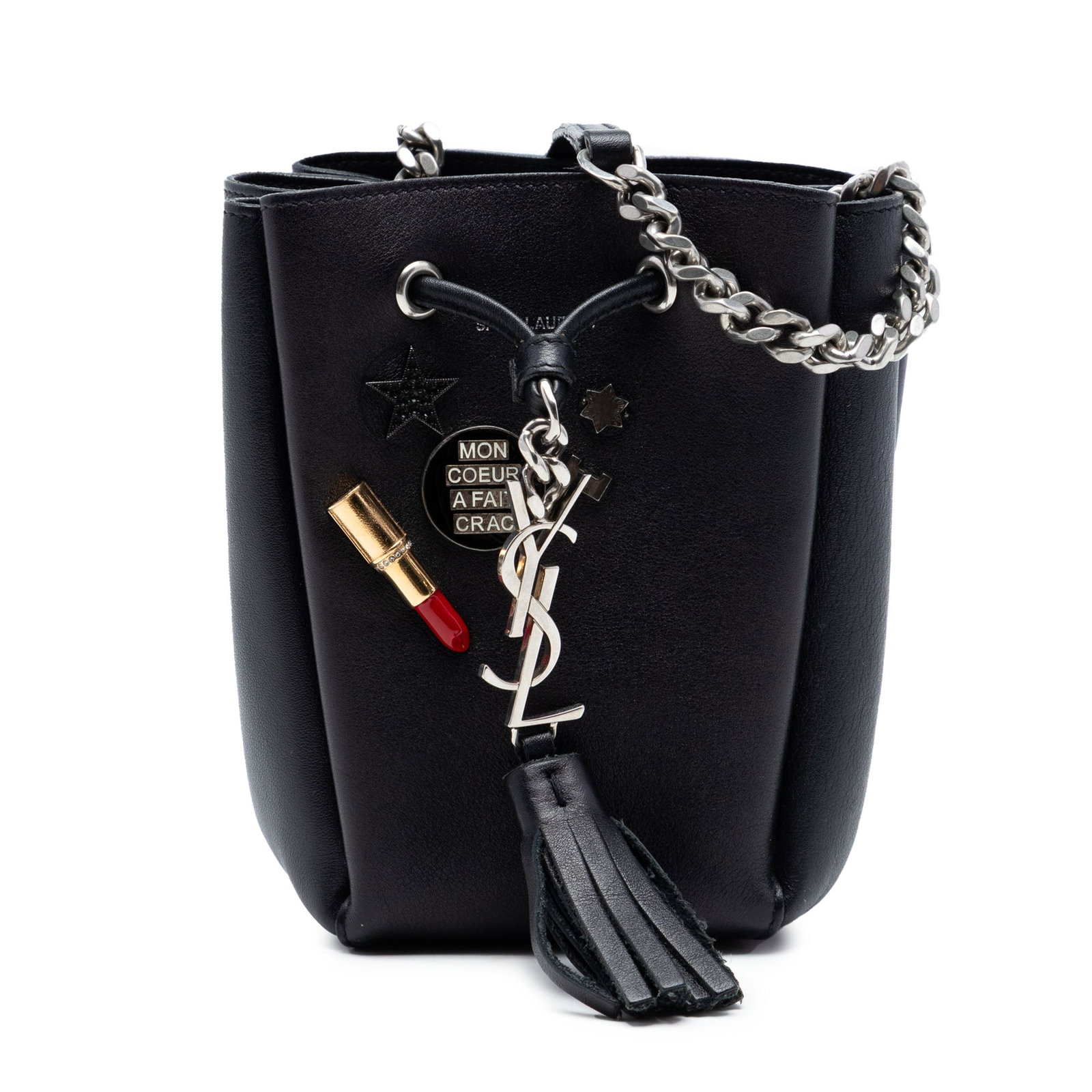 Saint Laurent Bourse Mini Bucket Bag Black Leather Monogram Tassel (1 of 7)