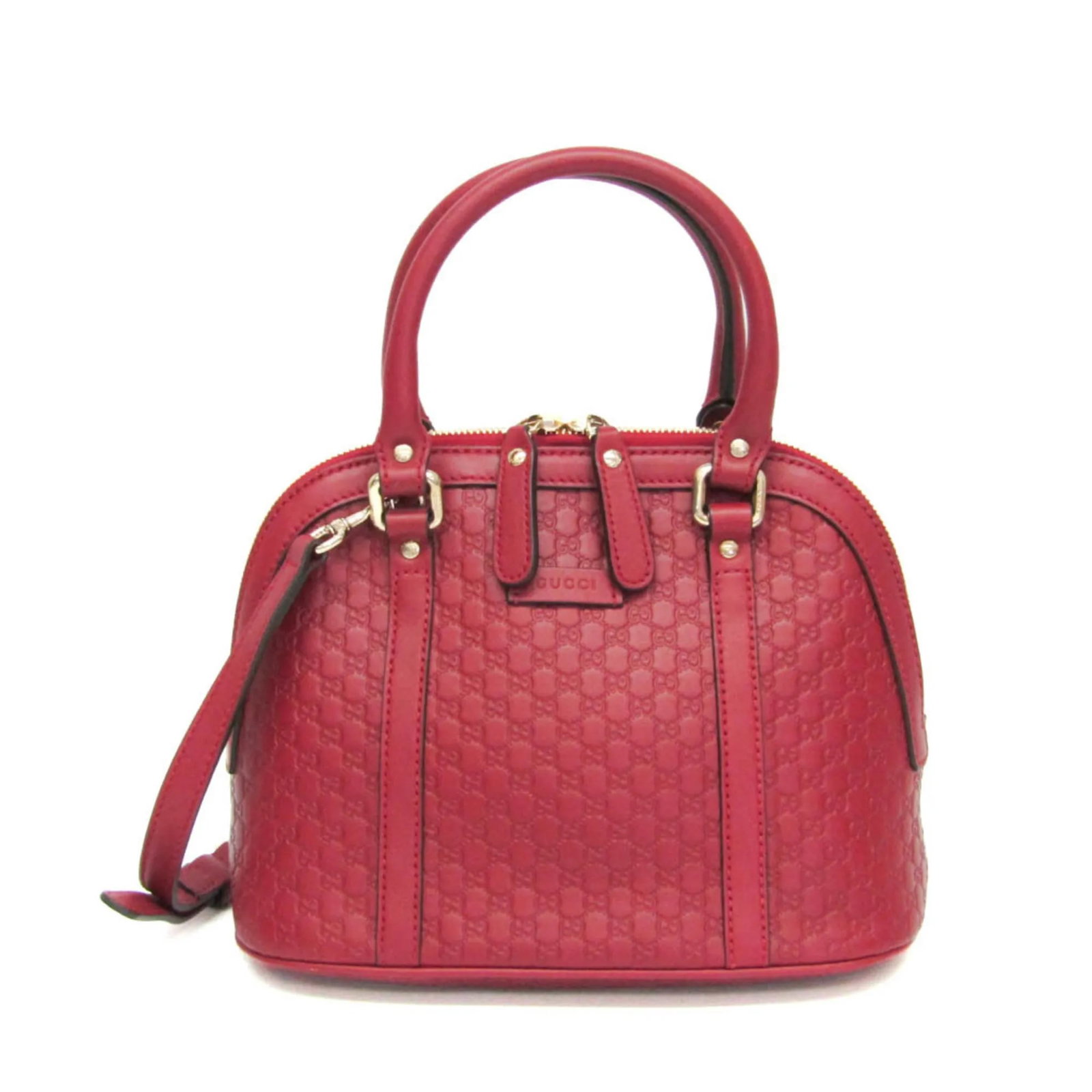 Gucci Convertible Dome Satchel Red Leather Handbag (1 of 13)