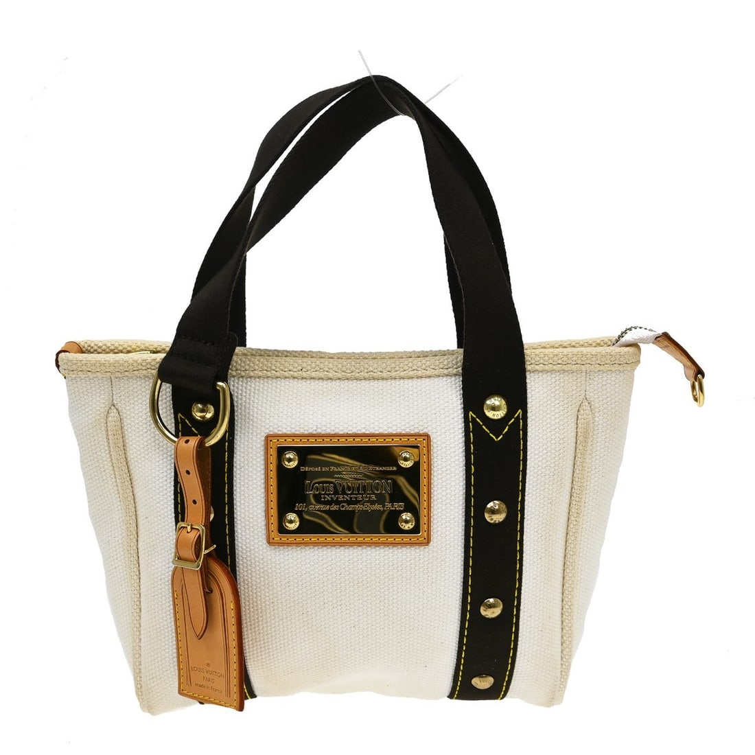 Louis Vuitton Antigua Cabas PM Canvas Tote White Brown M40039: Louis Vuitton Antigua Cabas PM Canvas Tote White Brown M40039 Vintage Louis Vuitton Antigua Cabas PM tote bag in white canvas with brown double handles and brown lining. This zip-top bag features one 