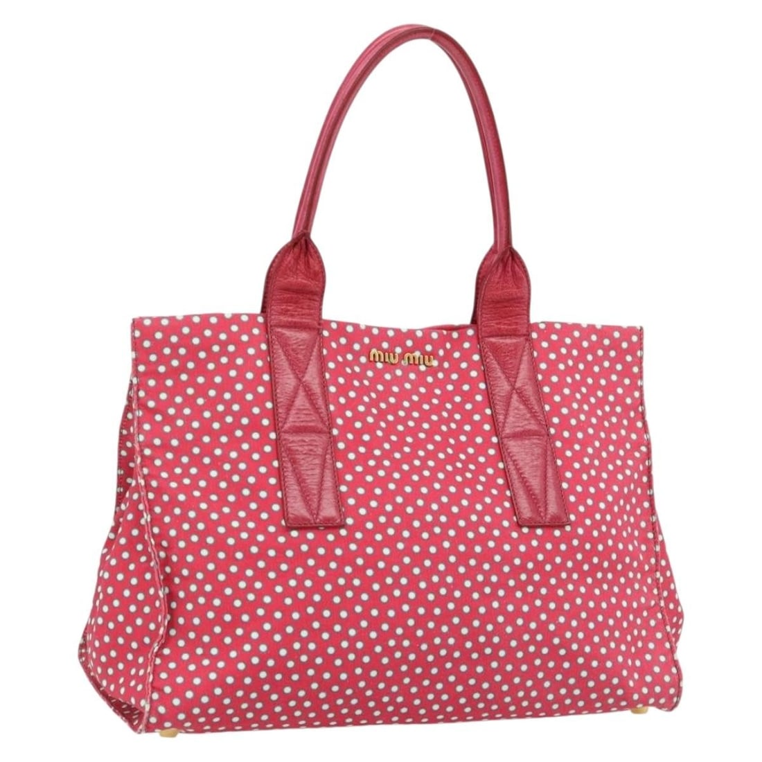 Miu Miu canvas tote in gold red Italy: Miu Miu canvas tote in gold red Italy This Miu Miu tote bag is crafted from canvas in a striking gold and red color combination. Designed for women, it features a spacious interior and sturdy handles 