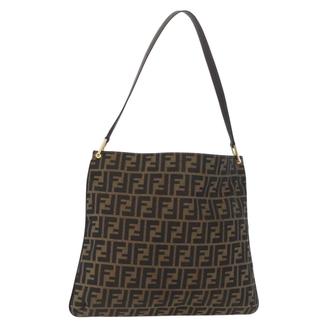 FENDI Zucca Canvas Shoulder Bag in Black Brown with Dust Bag: FENDI Zucca Canvas Shoulder Bag in Black Brown with Dust Bag Authentic FENDI shoulder bag in black and brown Zucca canvas. This women's bag includes a dust bag and is made in Italy. Condition is rated